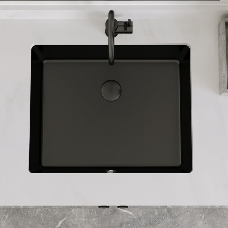 Ursa 19" x 15" Black Vitreous China Rectangular Undermount Bathroom Sink