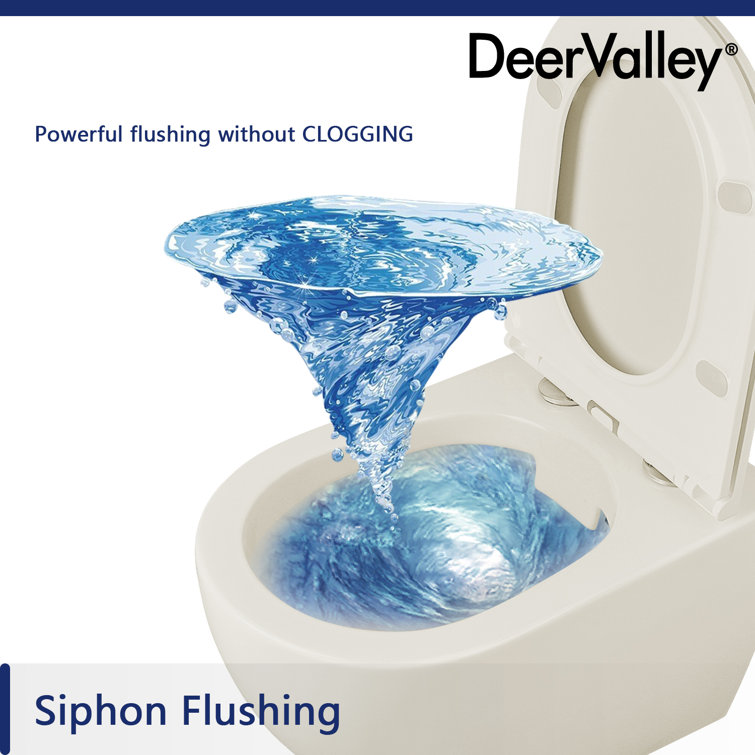 Beige Ceramic Elongated Wall-Mounted Dual Flush Toilet