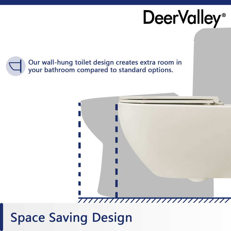 Beige Ceramic Elongated Wall-Mounted Dual Flush Toilet