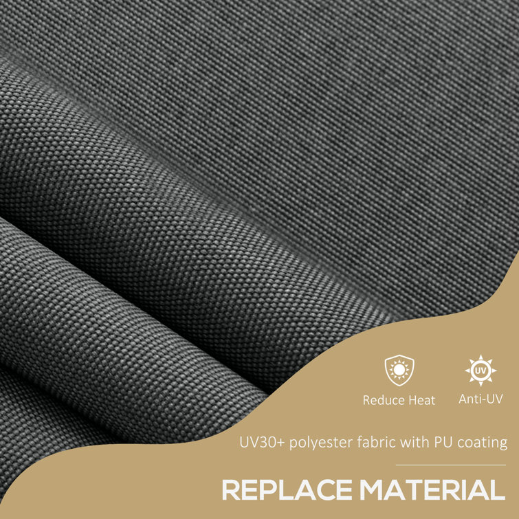 Dark Gray Polyester Retractable Patio Awning with Ruffled Edge