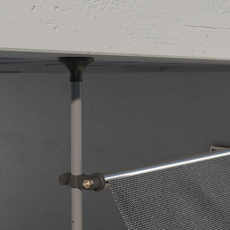 Dark Gray Polyester Retractable Patio Awning with Ruffled Edge