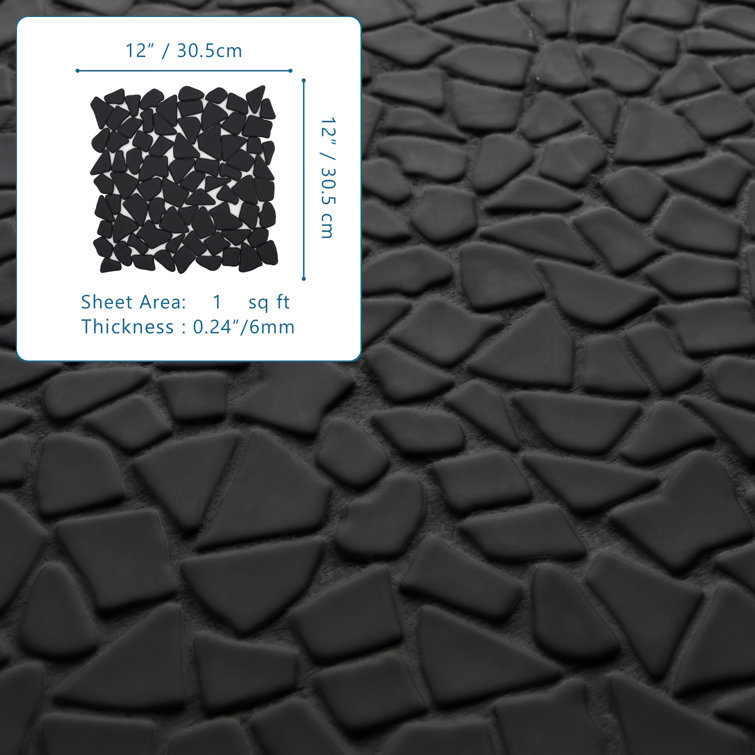 12" x 12" Black Matte Glass Pebble Mosaic Tile