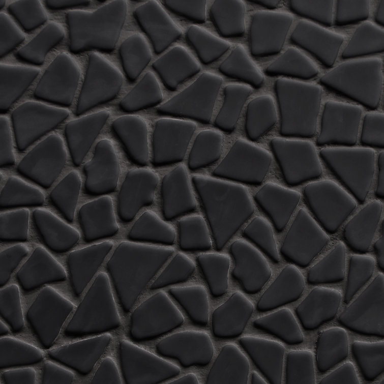 12" x 12" Black Matte Glass Pebble Mosaic Tile