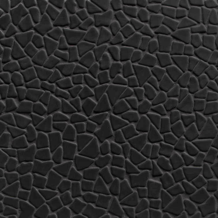 12" x 12" Black Matte Glass Pebble Mosaic Tile