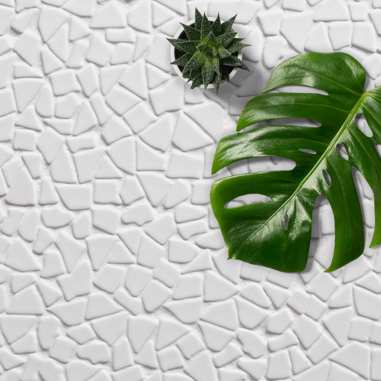 12" x 12" White Recycled Glass Pebble Mosaic Tile