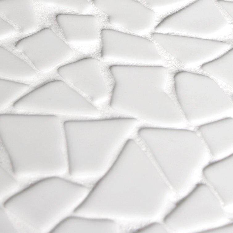 12" x 12" White Recycled Glass Pebble Mosaic Tile