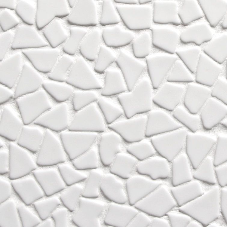 12" x 12" White Recycled Glass Pebble Mosaic Tile