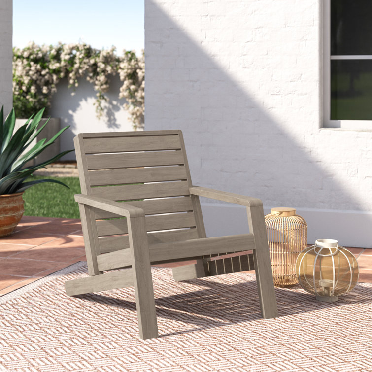 Gray Acacia Wood Outdoor Lounge Chair with Arms