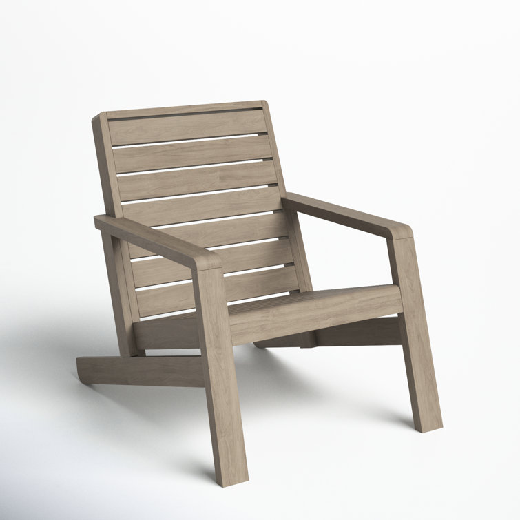 Gray Acacia Wood Outdoor Lounge Chair with Arms
