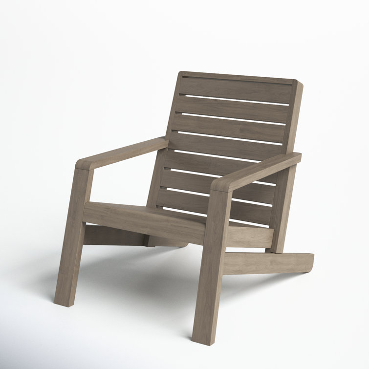 Gray Acacia Wood Outdoor Lounge Chair with Arms
