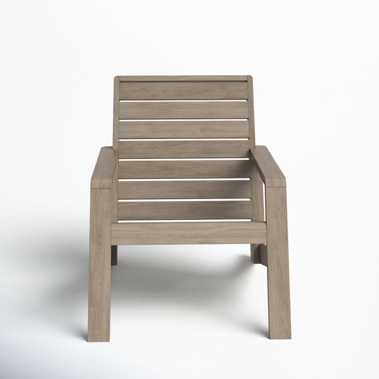 Gray Acacia Wood Outdoor Lounge Chair with Arms