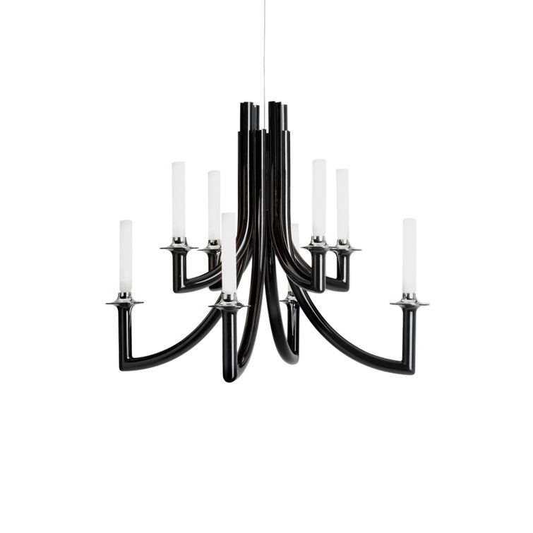 Black Polycarbonate Candelabra Chandelier with Faux Candlestick Lamping