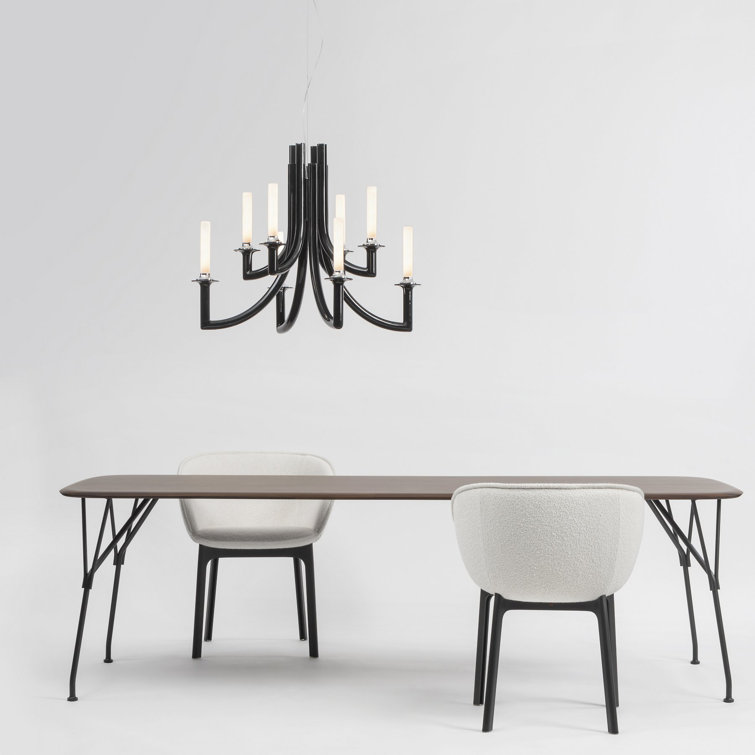 Black Polycarbonate Candelabra Chandelier with Faux Candlestick Lamping