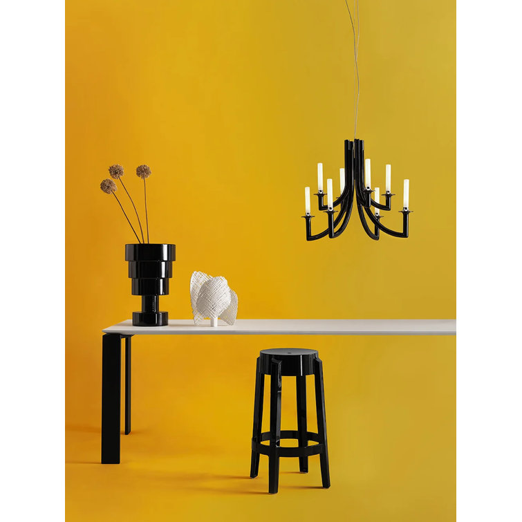 Black Polycarbonate Candelabra Chandelier with Faux Candlestick Lamping