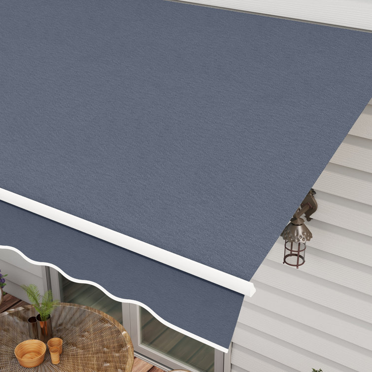 Dark Gray Aluminum Frame Retractable Patio Awning with Manual Crank