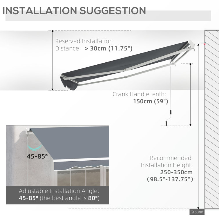 Dark Gray Aluminum and Steel Retractable Patio Awning