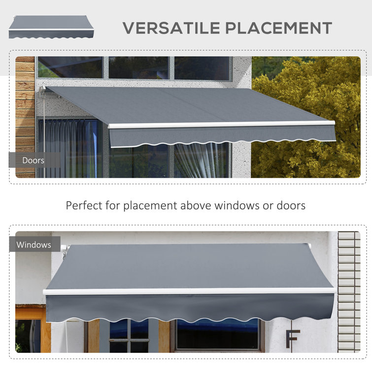 Dark Gray Aluminum and Steel Retractable Patio Awning