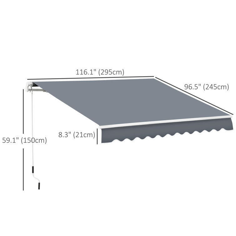 Dark Gray Aluminum and Steel Retractable Patio Awning