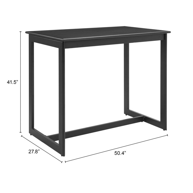 Glenna 27.8'' Black Metal Outdoor Bar Table