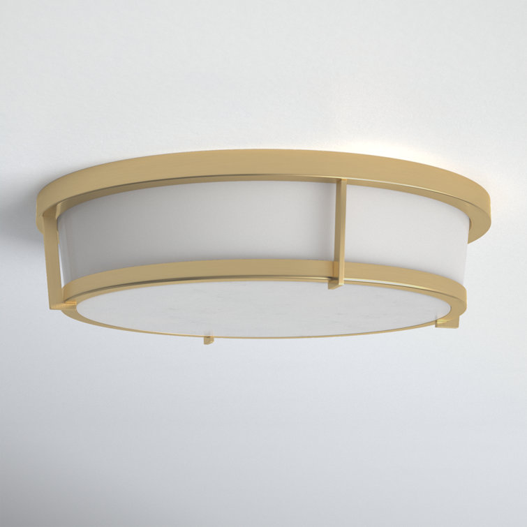 Satin Brass and White Acrylic Modern Flush Mount Ceiling Light