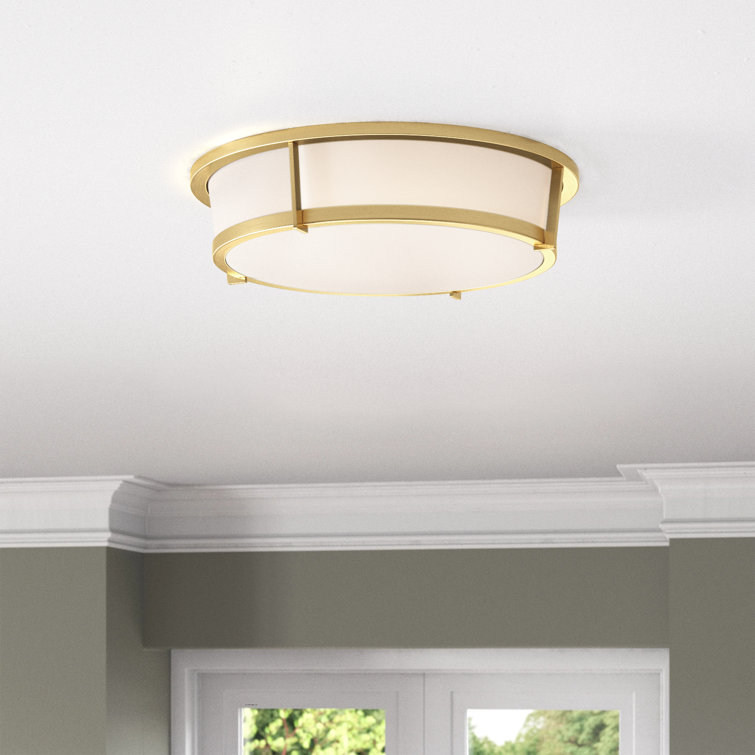 Satin Brass and White Acrylic Modern Flush Mount Ceiling Light