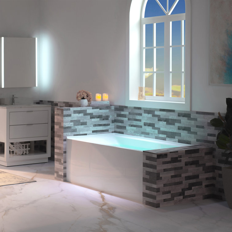 Vine 60'' x 30'' White Acrylic Alcove Soaking Bathtub