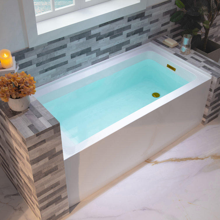 Vine 60'' x 30'' White Acrylic Alcove Soaking Bathtub