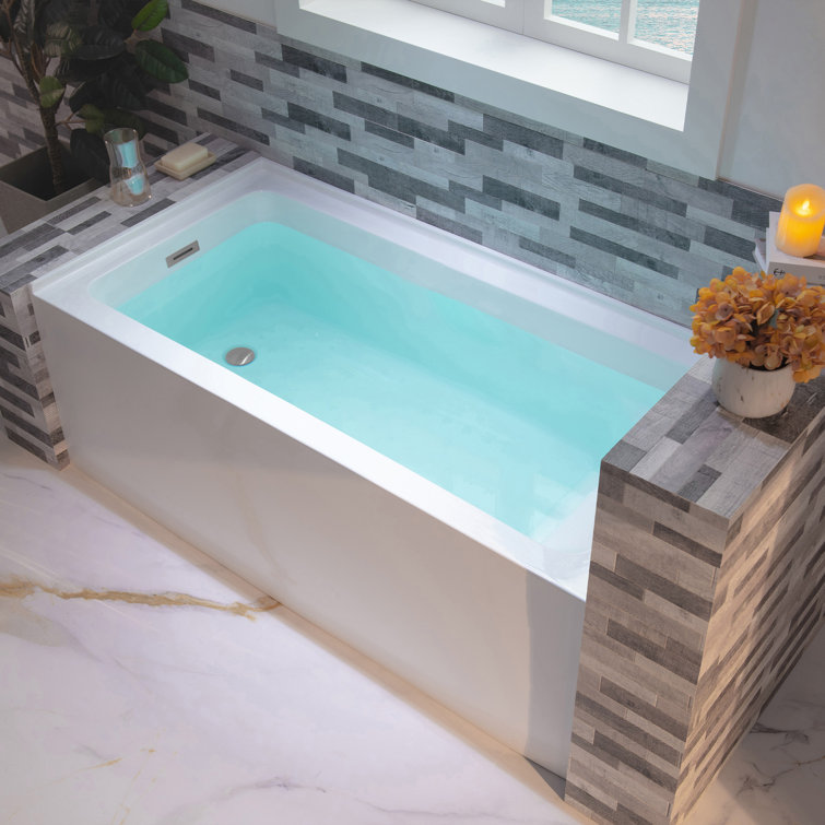Vine 60'' x 30'' White Acrylic Alcove Soaking Bathtub