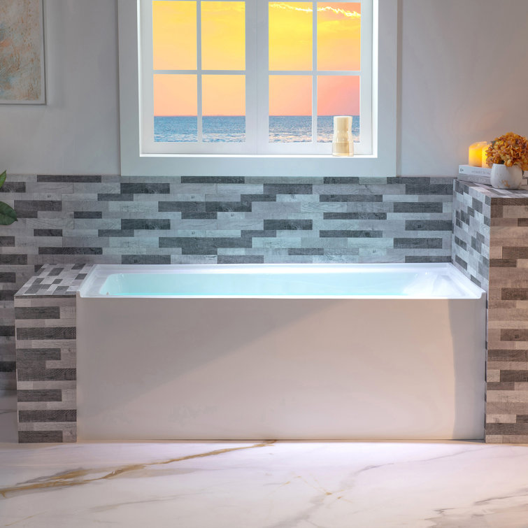 Vine 60'' x 30'' White Acrylic Alcove Soaking Bathtub