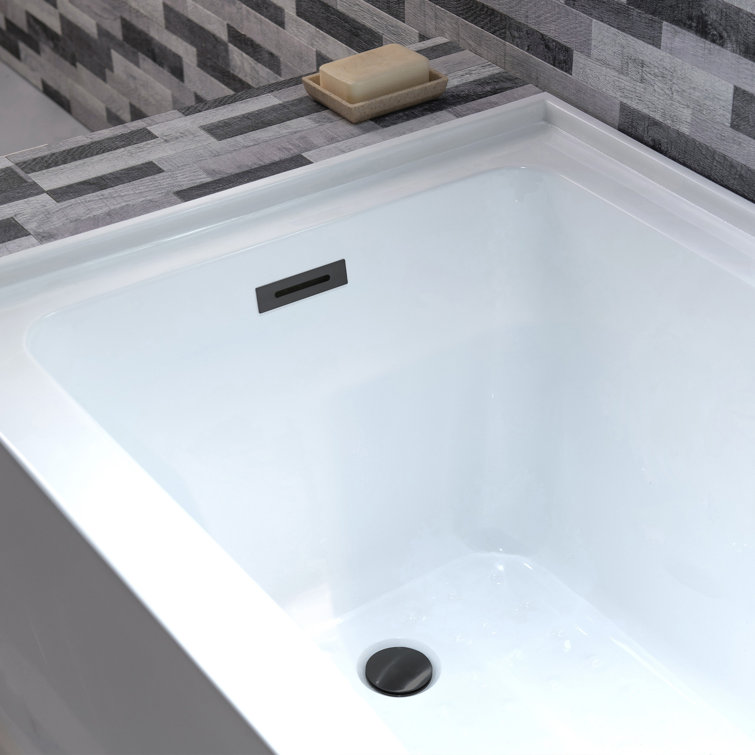 Vine 60'' White Acrylic Alcove Soaking Bathtub