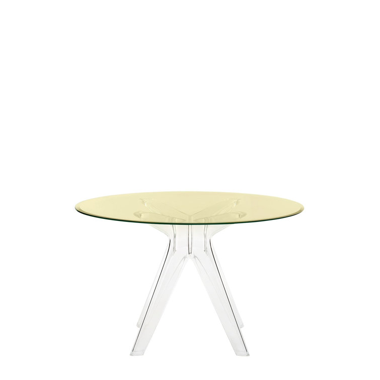 Sir Gio 120cm Round Glass Dining Table in Yellow / Transparent