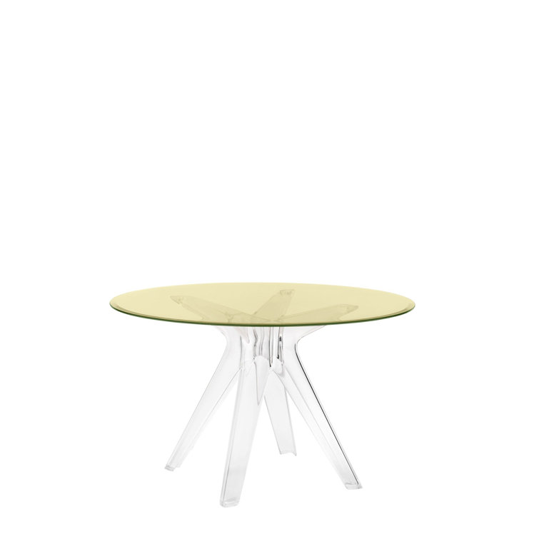 Sir Gio 120cm Round Glass Dining Table in Yellow / Transparent