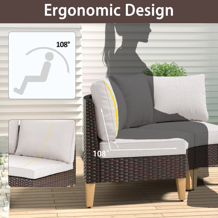 Beige 8 Piece Modular PE Rattan Sectional Seating Group