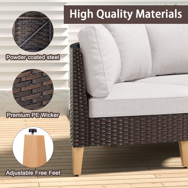 Beige 8 Piece Modular PE Rattan Sectional Seating Group