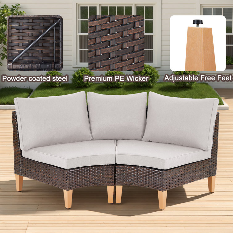 Beige 8 Piece Modular PE Rattan Sectional Seating Group