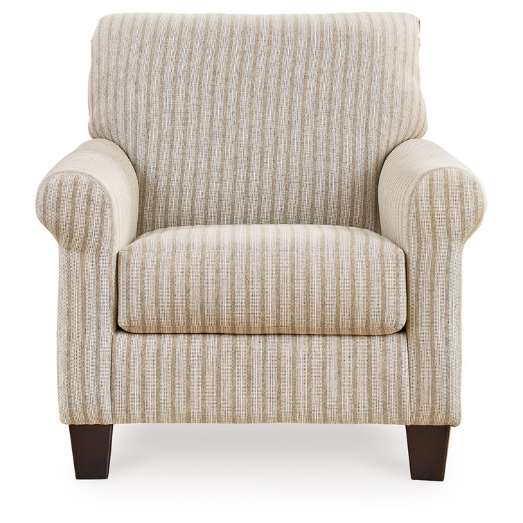 Contemporary Beige Striped 36" Manufactured Wood Accent Chair
