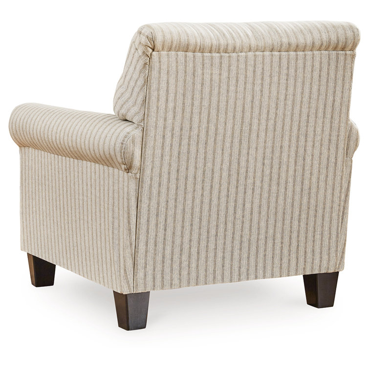 Contemporary Beige Striped 36" Manufactured Wood Accent Chair