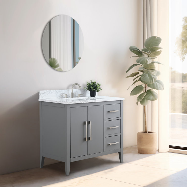 Cashmere Gray 36" Single Bathroom Vanity with Marble Countertop
