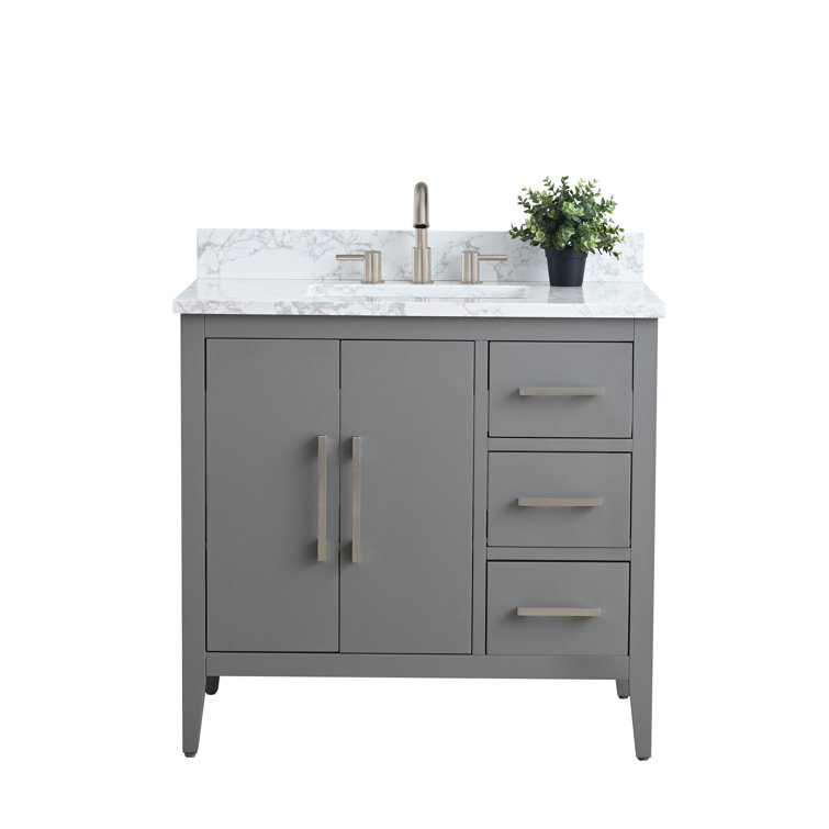 Cashmere Gray 36" Single Bathroom Vanity with Marble Countertop