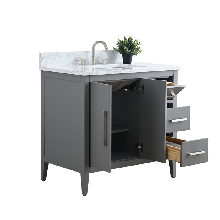 Cashmere Gray 36" Single Bathroom Vanity with Marble Countertop
