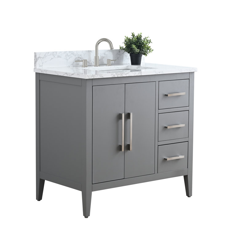 Cashmere Gray 36" Single Bathroom Vanity with Marble Countertop
