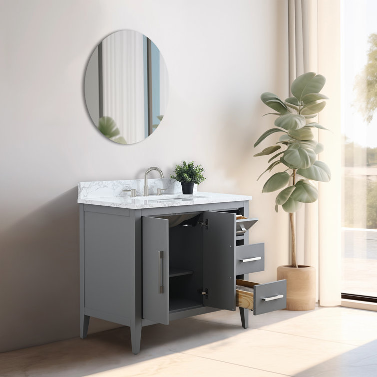 Cashmere Gray 36" Single Bathroom Vanity with Marble Countertop