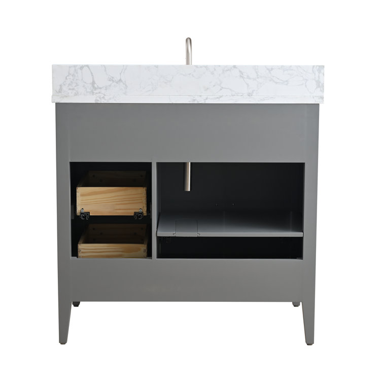 Cashmere Gray 36" Single Bathroom Vanity with Marble Countertop