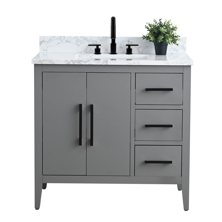 Cashmere Gray 36" Single Sink Bathroom Vanity with Marble Top