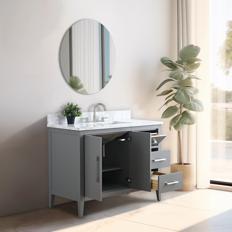 42" Cashmere Gray Single Bathroom Vanity with Engineered Marble Top