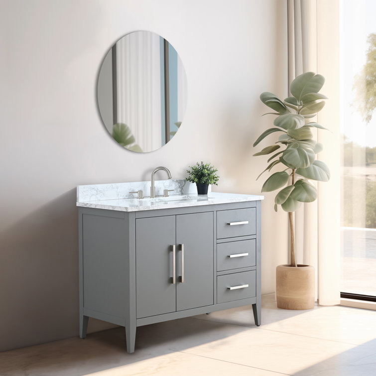 42" Cashmere Gray Single Bathroom Vanity with Engineered Marble Top