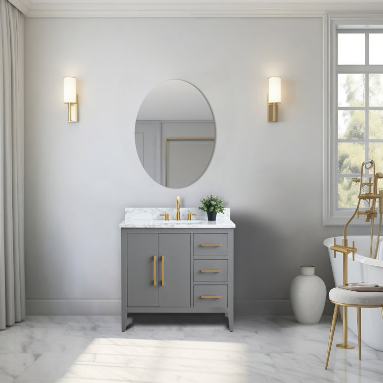 Cashmere Gray 42'' Single Bathroom Vanity with Engineered Marble Top