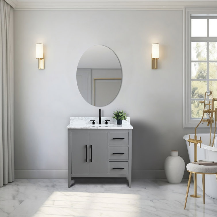 Cashmere Gray 42" Freestanding Bathroom Vanity with Engineered Marble Top