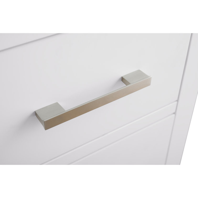 42'' White MDF Freestanding Single Bathroom Vanity with Engineered Marble Top