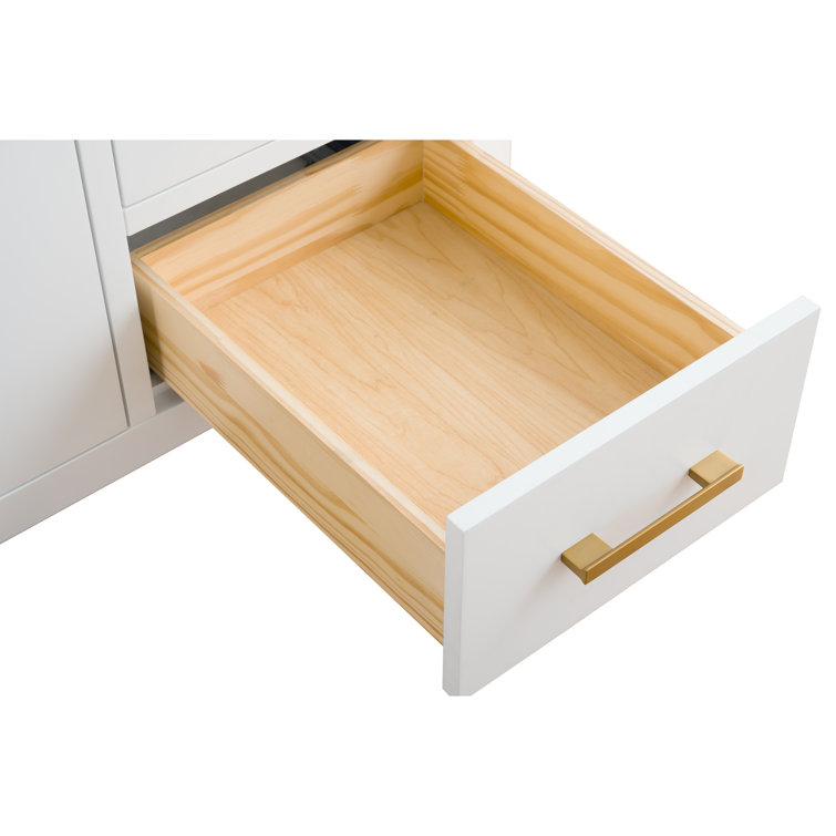 42'' White and Golden Brushed Freestanding Single Sink Bathroom Vanity